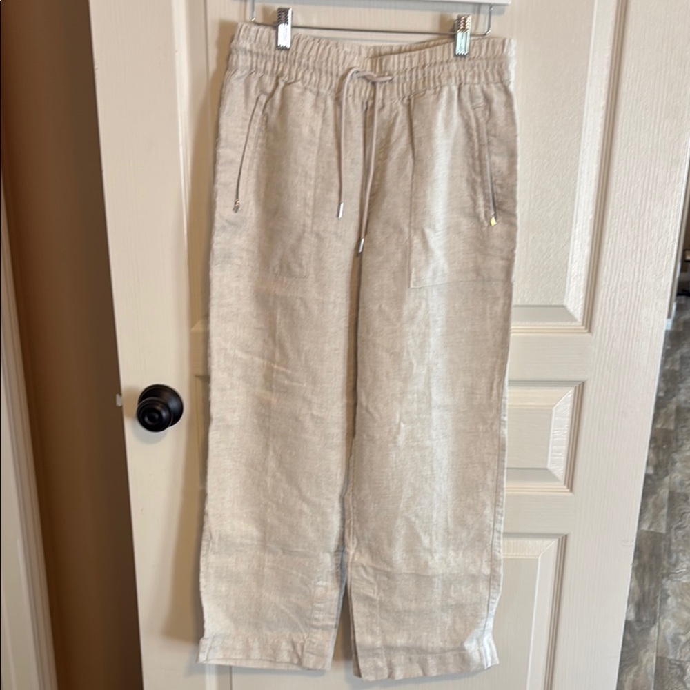 Athleta Linen Cream Pants Relaxed Fit